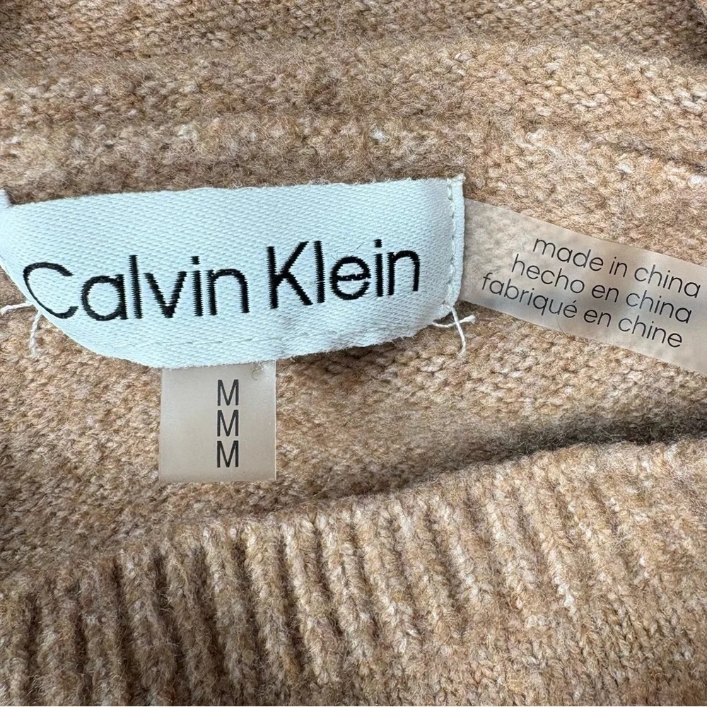 Calvin Klein Women’s Cozy Tan Drop Sleeve Cowlneck Sweater | Size M